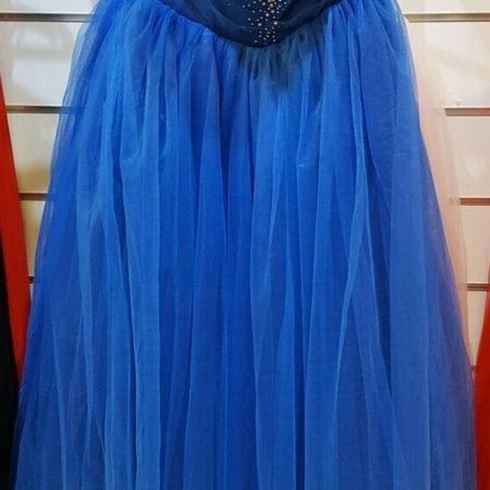 Blaue Röcke und Kleider – Bodenlange Modelle.